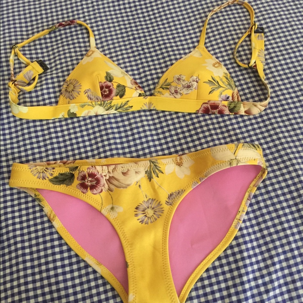 Yellow floral triangl bikini